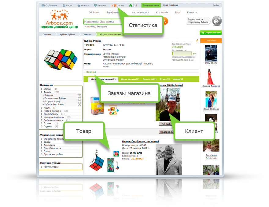 Arbooz.com, 2014: траница заказов магазина